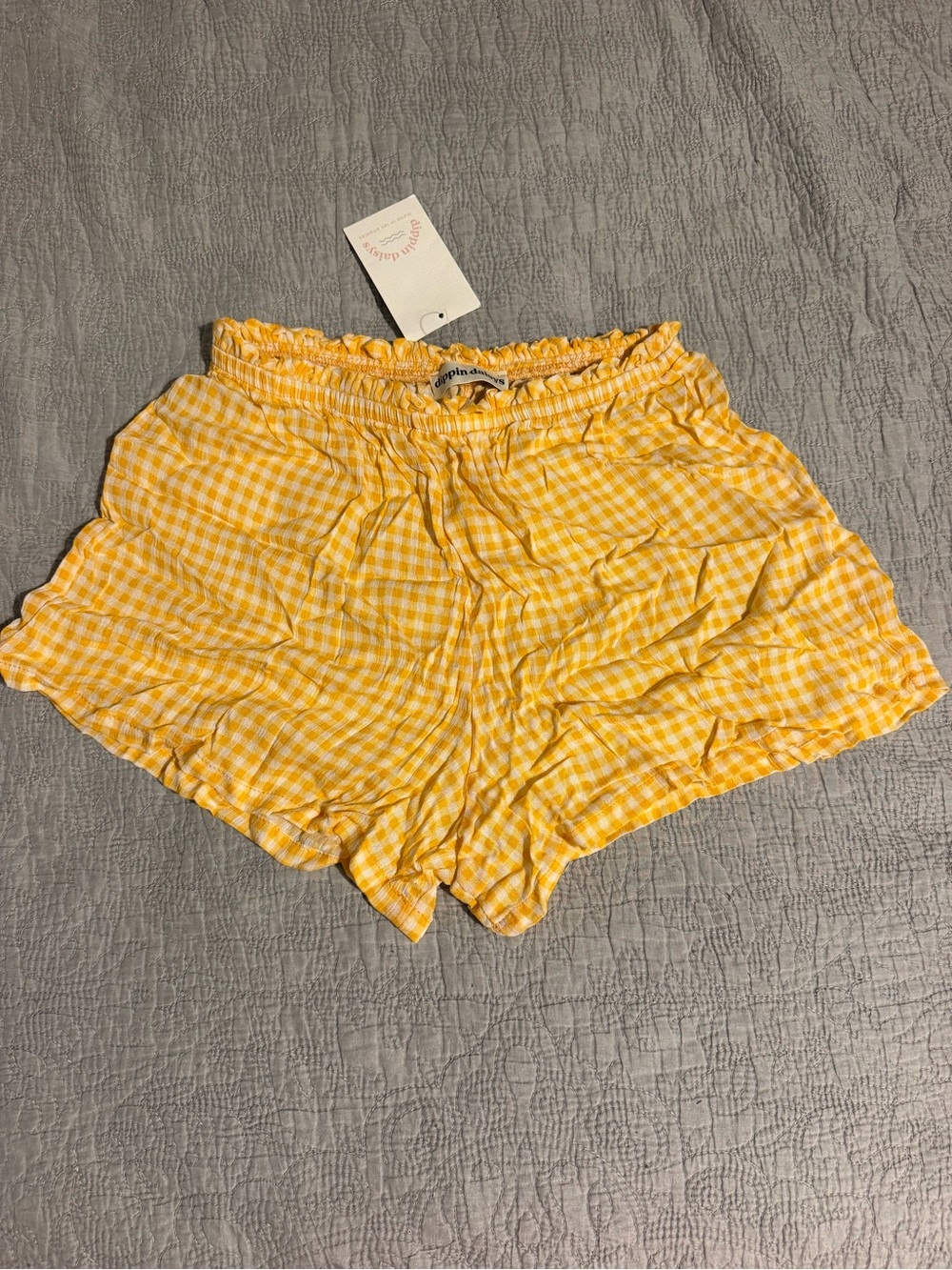 Dippin daisies Gingham Elastic-Waist Yellow Women's Shorts